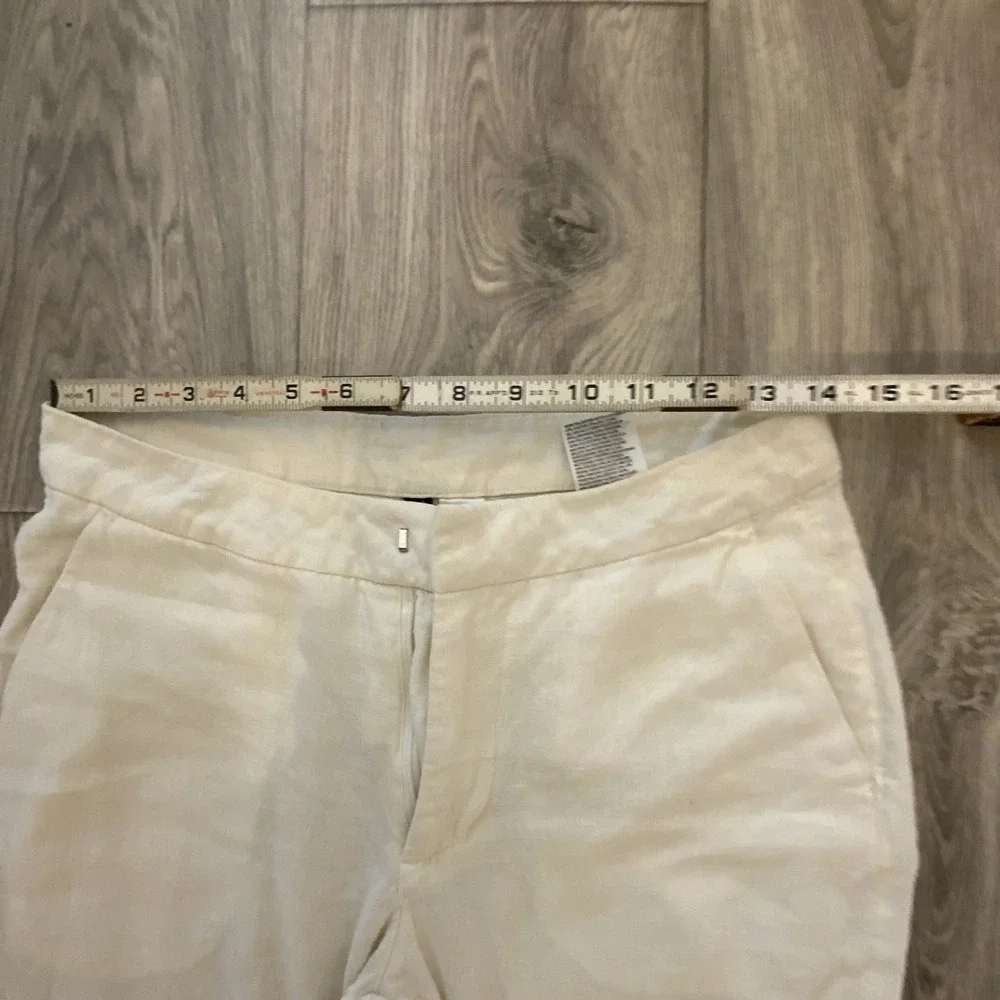H&M Divided Women Ivory Linen Blend Straight Leg Dress Pants Mid Rise Size 4